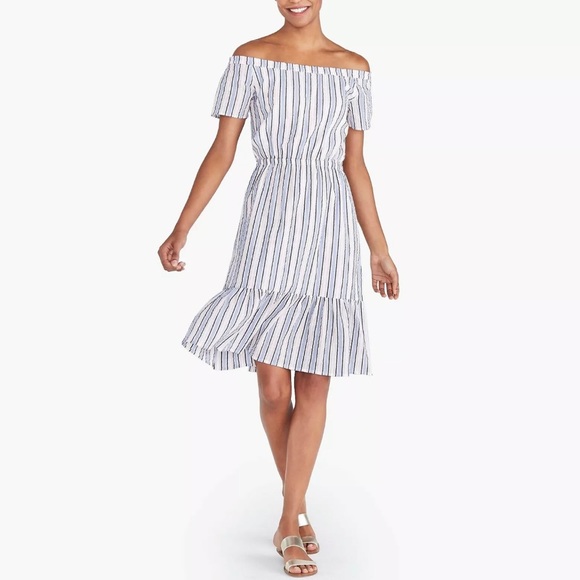 J Crew Mercantile Off-The-Shoulder Striped Peasant - Picture 2 of 13